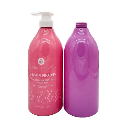 1000ml 1L Fancy Hair Shampoo and Conditioner Bottle Boston Round Pink Violet PET Lotion Plastic Empty Shower Gel Bottles