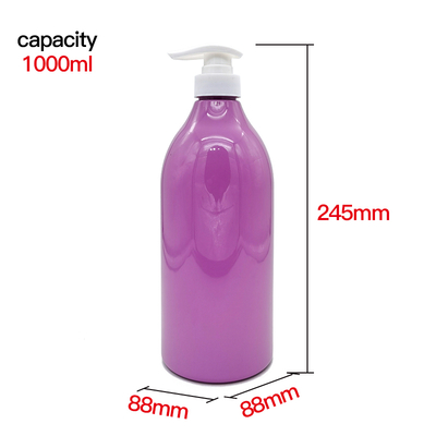 1000ml 1L Fancy Hair Shampoo and Conditioner Bottle Boston Round Pink Violet PET Lotion Plastic Empty Shower Gel Bottles