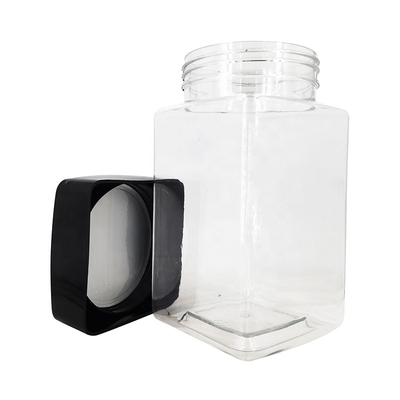 Custom Food Grade 700ml 880ml PET Rectangular Jars Food Storage Jars Plastic Candy Peanut Butter Honey Jar with Screw Top Lid