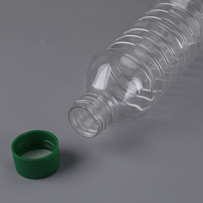 Custom 300ml  Empty Transparent Round Juice PET Plastic Drinking Bottles Spring Water Beverage Container with Lids