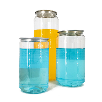 Custom Cheap 210ml 300ml 330ml 500ml PET Clear Juice Cans with Easy Open End Soft Drink Soda Coffee Beverages Tea Beer Cans