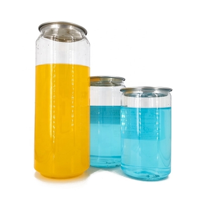 Custom Cheap 210ml 300ml 330ml 500ml PET Clear Juice Cans with Easy Open End Soft Drink Soda Coffee Beverages Tea Beer Cans