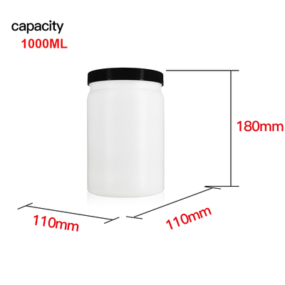 Hot Sale 1800ml 1.8L HDPE Plastic Cylinder Fitness Protein Powder Jar Bottle Food Storage Container with Screw Lid