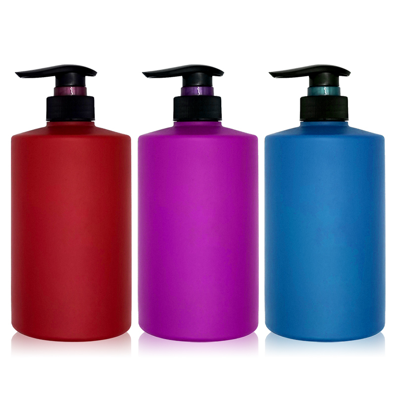 Custom Refillable 750ml Empty Cylinder Shower Gel HDPE Soft Touch Plastic Bottles Hand Wash Hair Shampoo Lotion Pump Bottles